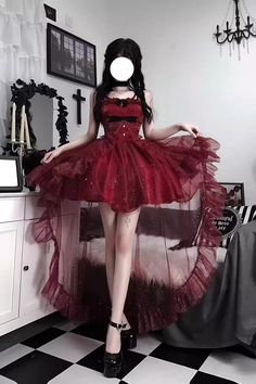 Red Princess Dress, Red Princess, Dark Red Dresses, Glitters Skirt, Tail Dress, Neck Ring, Sparkle Skirt, Light Dress, Pretty Prom Dresses