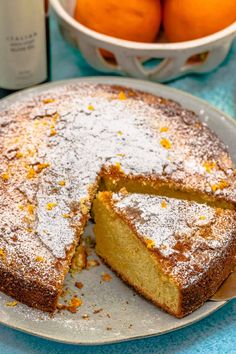 orange cardamon olive oil cake on a plate