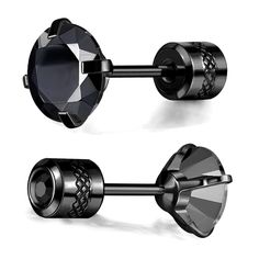 PRICES MAY VARY. Screw Back Earrings --6mm Black Cubic Zirconia, Studs for men and women Gemstone--high quality AAA+Black Cubic Zirconia ( diamond cut ) Metal--Black Gold Plated Titanium ( 316L Surgical Stainless Steel ) , Hypoallergenic for sensitive ears, Nickel free, Allergy-Free Post -- length : 6mm, 20g ( 0.8mm gauge ) , Screw Flat Back can wear double side. Fashion Stud Earrings--a surprise to birthday, anniversary, Mother’s day, Valentine’s Day, Christmas and wedding. Titainum Stainless S Studs For Men, Fake Diamond, Stud Earrings For Men, Titanium Earrings, Earrings For Men, Cubic Zirconia Earrings, Zirconia Earrings, Free Post, Earrings Studs