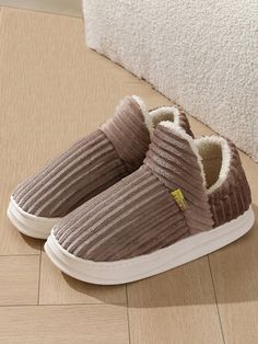 Ladies' Fashionable Striped Anti-Slip Warm Slippers Mocha Brown     Plain    Women Shoes, size features are:Bust: ,Length: ,Sleeve Length: Brown Slip-on Platform Slippers For Spring, Beige Comfy Slip-on Slippers, Comfortable Beige Slip-on Platform Slippers, Brown Comfortable Slip-on Platform Slippers, Brown Plain, Women Tie, Ankle Socks Women, Dropped Shoulder Sweatshirt, Warm Slippers