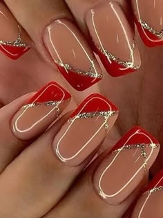 Colored Nail Tips, Valentine Nails, Fancy Nails Designs, Gold Nail, Nail Art Set, Flexible Dieting, Pretty Nail Art, Fancy Nails