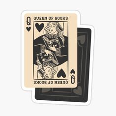 the queen of books playing card sticker