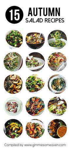 the cover of 15 autumn salad recipes is shown in black and white, with images of different types of salads