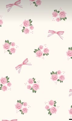 pink roses and bows on a white background