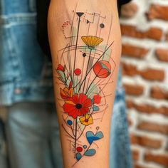 Wildflower Tattoo Vector Art Flower Sleeve Tattoo, Red Poppy Tattoo, Abstract Flower Tattoos, Flower Bouquet Tattoo, Poppy Tattoo, Abstract Poppies, Tattoo Vector, Bouquet Tattoo, Wildflower Tattoo