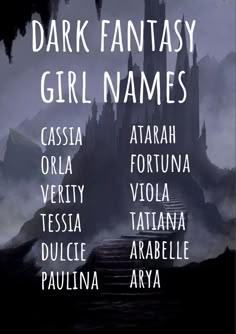 Goth Girl Names, Gothic Girl Names, Vampire Girl Names, Sorceress Names, Aesthetic Baby Names, Oc Names, Fantasy Character Names, Character Name Ideas