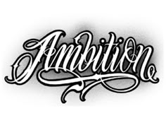 the word ambiton written in black ink