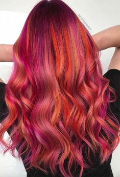 Orange And Pink Hair, Colors Hair, Hair Color Shades, Bright Hair, Hair Color Pink