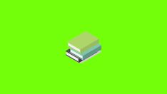 three books stacked on top of each other in front of a green background with space for text