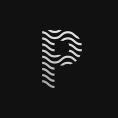 the letter p is made up of wavy lines on a black background with white letters