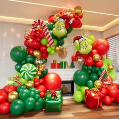 PRICES MAY VARY. CHRISTMAS BALLOON ARCH KIT: Packaging includes red balloons (18in*1, 12in*5, 10in*20, 5in*15), dark green balloons (18in*1, 12in*5, 10in*20, 5in*15), light green balloons (12in*5, 10in*15, 5in*10), metallic gold balloons (10in*5, 5in*5), confetti balloons (12in*5), green foil balloons*2, candy balloons*1, candy cane balloon*3, gift box balloon*2, balloon ribbons, 16 feet of balloon strips, 100 dots of glue. HIGH QUALITY MATERIALS: Our Christmas balloon garland arch kits are made of natural latex, safe, non-toxic, durable and can be filled with air or helium. EASY TO ASSEMBLE: The simply inflate the different sizes Christmas balloons with air to different sizes, insert the balloons into the bar holes, and then use glue dots to further optimize the balloon arches. You can DI Christmas Balloon Garland, Confetti Balloons Birthday, Candy Cane Gifts, Candy Balloons, Christmas Balloon Decorations, Gold Confetti Balloons, Garland Arch, Christmas Balloons, Balloon Gift