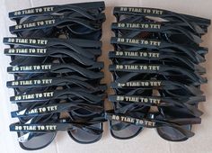 there are many pairs of sunglasses that say no time to fly