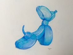 a drawing of a blue teddy bear