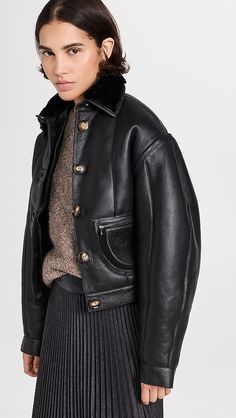 Saks Potts Maiken Leather Jacket | Shopbop Saks Potts, Best Leather Jackets, Lambskin Jacket, Dressed To The Nines, Leather Jacket Black, Leather Collar, D Ring, Fashion Lover