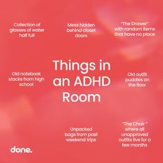 Some things you can find in an ADHDer's room 😅 Anything else? 🧠 ✔️ #adhd #adultadhd #adhdawereness #adhdhumor The Next Day, Book An Appointment, Mental Health Matters, Coping Skills, Self Improvement Tips