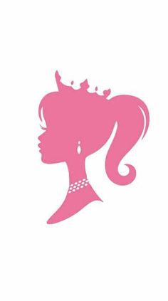 a pink silhouette of a woman with long hair and a tiara on her head