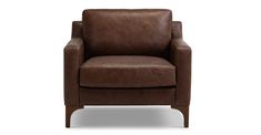 a brown leather chair on a white background