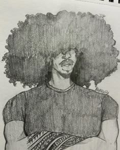 a drawing of a man with an afro