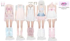 four dolls are dressed in pastel clothes and boots