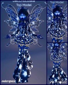 the top model is blue and has stars on its wings, as well as an image of