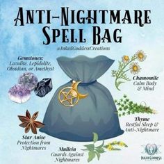 Things To Put Under Your Pillow, Nightmare Spell Witchcraft, Ward Off Bad Dreams, Witchy House Keeping, Sleep Pouch Spell, Witch Ball Recipe, Under Pillow Spells, Sleep Spell For Others, Herbs For Nightmares