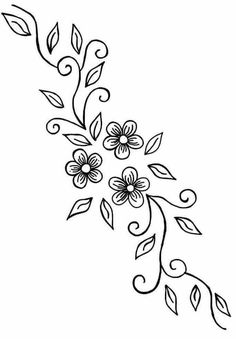 Flower And Leaf Drawing, Hand Embroidery Patterns Free, Embroidery Template, Hand Embroidery Patterns Flowers, Diy Embroidery Patterns, Basic Embroidery Stitches, Handmade Embroidery Designs, Bead Embroidery Patterns, Pola Sulam