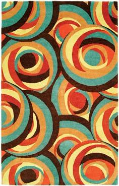 an area rug with colorful circles on it