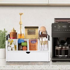 a coffee maker sitting on top of a counter