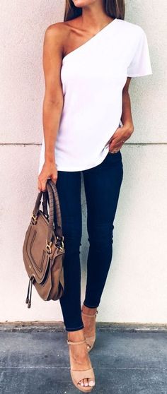 #summer #fashion / white + denim Date Night Outfits, Looks Street Style, Komplette Outfits, Outfit Casual, Night Outfits