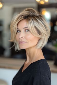 Tan Skin Blonde Hair, Chin Length Hair, Hairdos For Short Hair, Hair Affair, Short Hair Color, Penteado Cabelo Curto