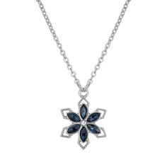 This simulated blue crystal flower necklace offers a timeless feel with its classic vintage-style design. This simulated blue crystal flower necklace offers a timeless feel with its classic vintage-style design. Clasp: lobster claw Metal: alloy Length: 16 in. with 3-in. extender Plating: silver tone Finish: polished Material: glass Pendant length: 1 in. Not appropriate for children 14 years old and younger. Size: One Size. Gender: female. Age Group: adult. Crystal Flower, Flower Necklace, Blue Crystals, Glass Pendants, Silver Tone, Silver Necklace, Jewelry Necklace Pendant, Vintage Fashion, Jewelry Necklaces