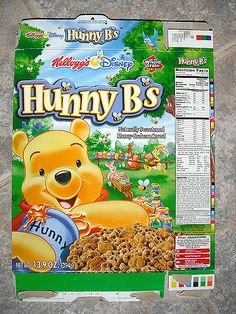 a bag of hummy's cereal with winnie the pooh on it sitting on a table