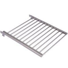 a stainless steel shelf with four bars on it