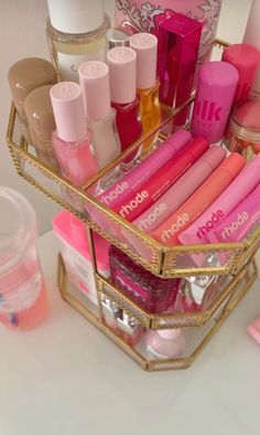 Makeup And Skincare Aesthetic, Pink Mood Board, Vanity Inspo, Makeup Favs, Pink Products, Beauty Room Vanity, Gold Vanity, Girly Makeup, Sephora Skin Care