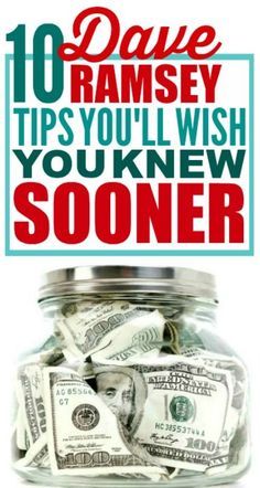 a jar full of money with the words, 10 ramsey tips you'll wish you