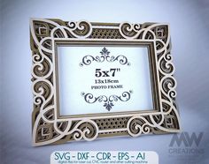 an ornate frame is shown with the number six on it's front and side