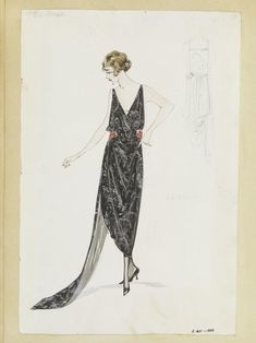 Fashion Design | Elizabeth Handley-Seymour (Madame) | V&A Explore The Collections 1920s Fashion Vouge, Glamorous V-neck Flapper Dress For Evening, 1920s Fashion Plate Evening, 1920s Evening Fashion Plates, Elegant Embellished V-neck Flapper Dress, Coronation Dress