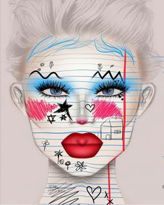 A Thousand Suns, Makeup Charts, Creepy Halloween Makeup, Makeup Drawing, Makeup Face Charts, Make Up Inspiration, Face Paint Makeup, Face Art Makeup, Graphic Makeup