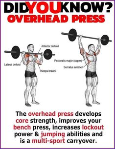 a poster with the words did you know? over head presss, core strength, improve