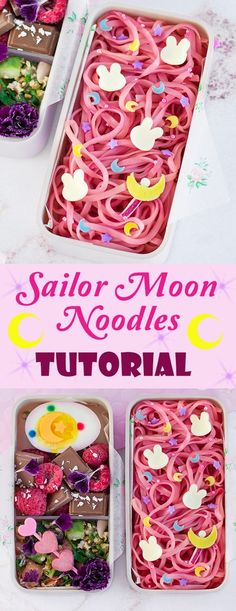 this is an image of how to make sailor moon noodles in the box