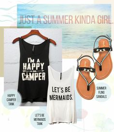 #silvericing #Siimahappycampertank #Siletsbemermadestank #Sisummerflingsandals  For contests and give away's please visit my Facebook page at: https://www.facebook.com/silvericing.ashley.southall Camping Outfit, Camping Outfits, Female Clothing, Happy Camper