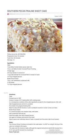 the recipe for southern pecan prairie sheet cake