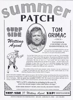 an advertisement for tom grimac's summer patch, which is featured in the newspaper