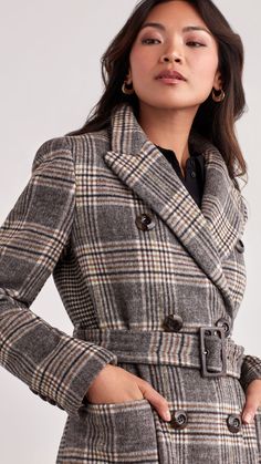 Effortlessly chic, the Ellen Tracy Belted Plaid Wool Coat is versatile fashion that will be the cornerstone of your cold weather wardrobe. This double-breasted coat will pair perfectly with your favorite knit sweater for a modern look that’s approachable, yet unique. Plaid Coats For Women, Plaid Wool Coat, Barbour Women, Wool Coat Women, Plaid Coat, Ellen Tracy, Double Breasted Coat, Wool Plaid, Wool Coat