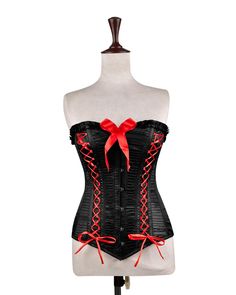 * Enhance Your Curves: Our handmade Satin Overbust Corset is designed to beautifully enhance your    figure for waist training. * Convenient Front closure: Easily put on and take off your corset with the convenient front Busk. * Exceptional Support: Featuring special springs and steel rods, this corset provides exceptional support    and a comfortable fit. * All-Day Comfort: Lined with soft black cotton fabric, it offers superior comfort. * Flattering Silhouette: The extended coverage over the stomach and hips creates a flattering silhouette,    making your tummy look flatter. * Back Support: Rest easy knowing that the corset includes a protective flap, offering additional comfort    and support for your back. * Customizable Fit: Ideal for tight lacing enthusiasts, this corset allows you t Corset For Waist Training, Cord Lace, Lace Tights, Waist Training Corset, Overbust Corset, Corset Lingerie, Waist Training, Red Bow, Corsets