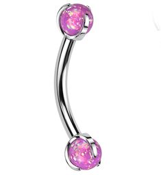 a pink belly ring with two balls attached to the end and an oval shaped body