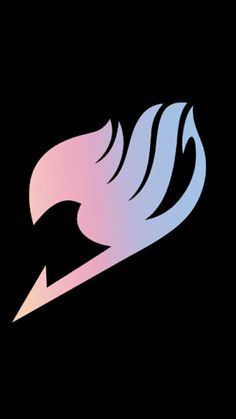 a pink and blue flamingo logo on a black background