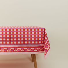 Block Printed Tablecloth in Red Plaid on table. India Match, Round Of Applause, Colorful Textiles, Outdoor Picnic, Beds For Sale, New Stuff, Block Printing, Jaipur India, Kitchen Linens