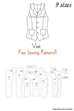 the vest sewing pattern is shown with instructions to make it easier for you to sew