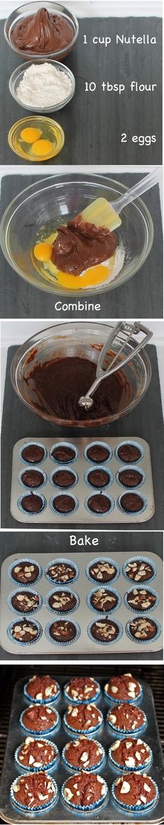 the instructions for making chocolate cupcakes in muffin tins are shown here